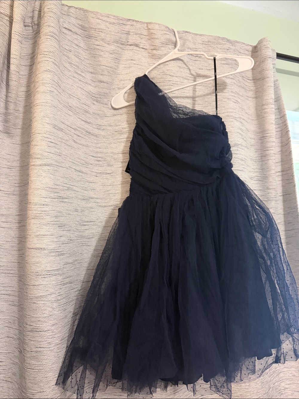 Lulu's Navy Asymmetric One-Shoulder Tulle Dress